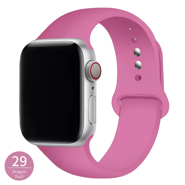 Silicone Strap For Apple Watch Band 42mm 45mm 38mm 44mm 40mm Smartwatch Rubber Sports Watchband Bracelet iWatch series 7 6se 5 4 Dragon fruit
