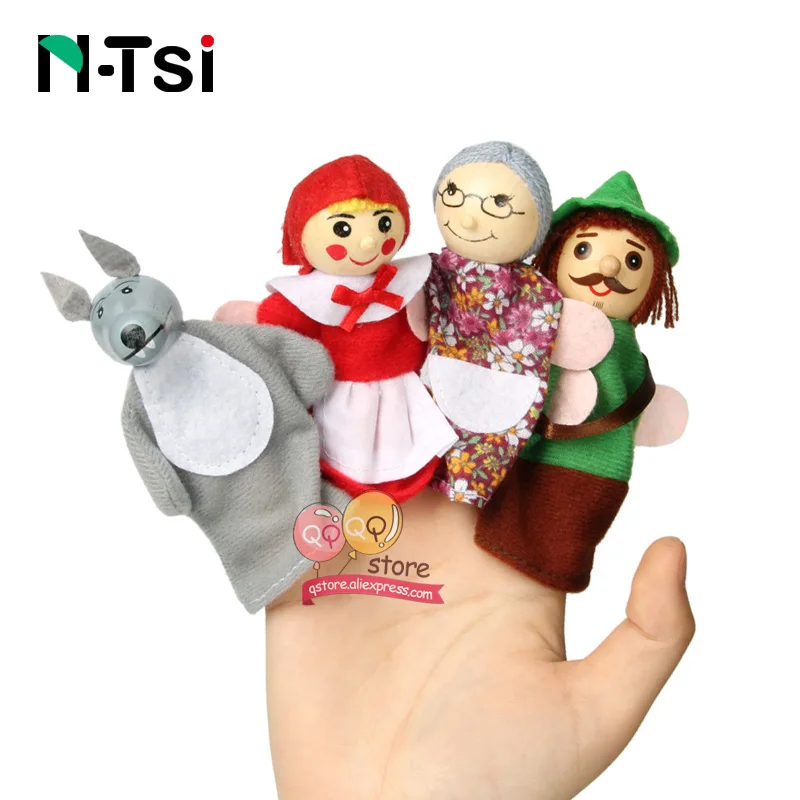 Детские игрушки, животные, семейные пальчиковые куклы, деревянные Мультяшные театральные мягкие куклы, детские развивающие игрушки для детей, популярные подарочные игры - Цвет: The Red Riding Hood