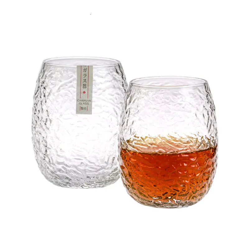Silkworm Cocoon Hammer Pattern Manual Crystal Art Old Fashioned Whisky Glass Verre Whiskey Rock Cup Beer Wine Drinking Glasses