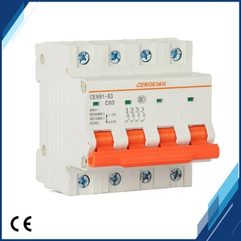

4P household breaker MCB 415VAC 10A 16A 20A 25A 32A 40A 50A 63A Main switch function small circuit breaker CE approval 2019