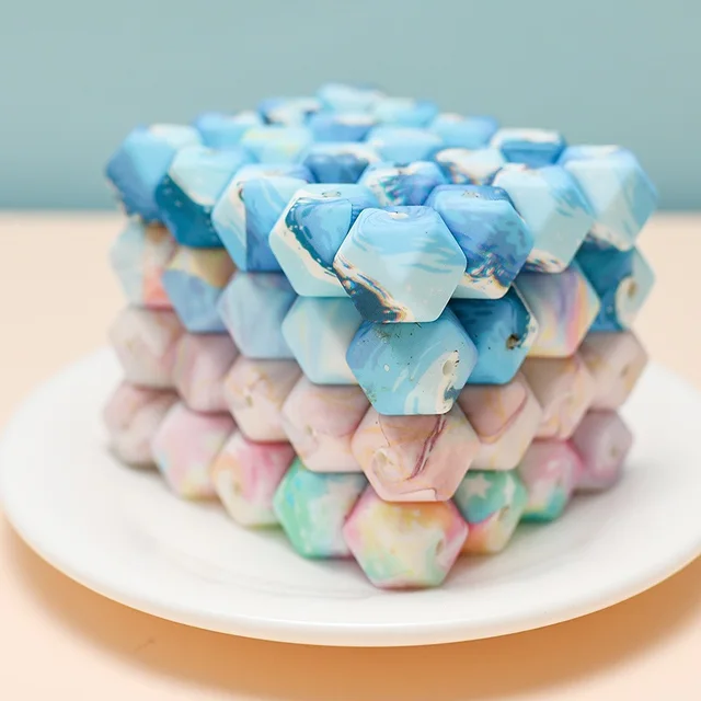 10Pcs Silicone Beads Teething Hexagon 14MM/17MM Baby Teether Toys BPA Free Newborn Pacifier Chain Bead Chewable Teething Beads 1