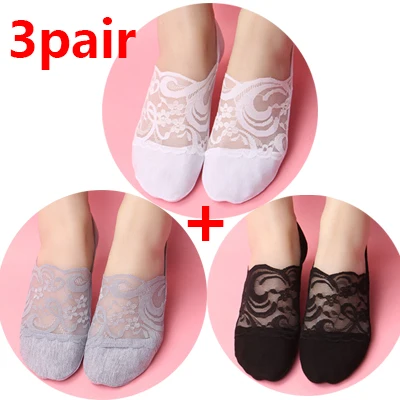 3pair style 15 3 пара/лот; модные кружевные носки; женские носки-башмачки с вырезами; женские мягкие низкие невидимые носки; нескользящие носки - Цвет: 3pair style 15