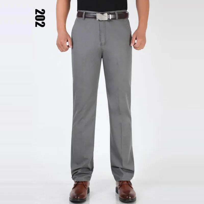 2019 летние тонкие мужские повседневные брюки с высокой талией свободные хлопковые прямые деловые повседневные мужские брюки больше