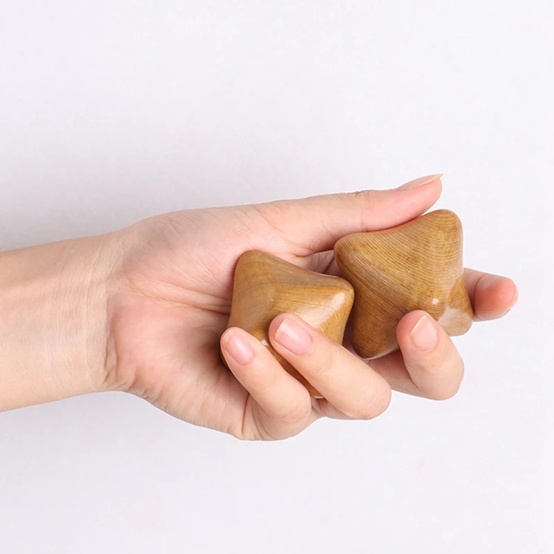 2pcs Hexagonal Wooden Hand Massage Tools Chinese Acupuncture Massager Roller Body Pain Relief Reflexology Acupoint Massager