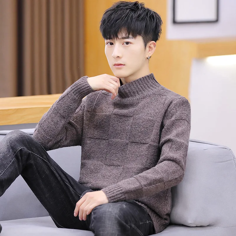 

Mens Sweaters Daily Beige Brown Wine Red Light Grey New Dark Gray Youth Round Neck Sleeve Long-sleeved Winter Casual Men Sweater