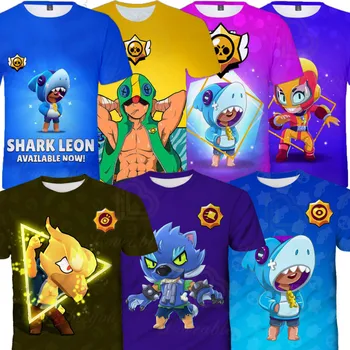 

Shark Leon Star Children's Wear Kids T-shirt Shooting Game 3d Shirt Browling Boys Girls Short Sleeve Tops Tshirt Teen Clothes