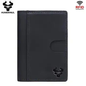 

HUMERPAUL Slim RFID Blocking Genuine Leather Wallet Credit ID Card Holder Purse Money Case for Men Women 2019 Fashion Bag