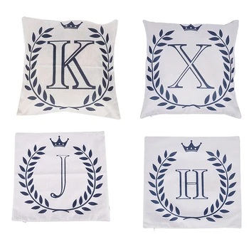 

18 x 18 inch flax Throw Pillow Case Leaf Letters Pattern Decorative Square Cushion Cover