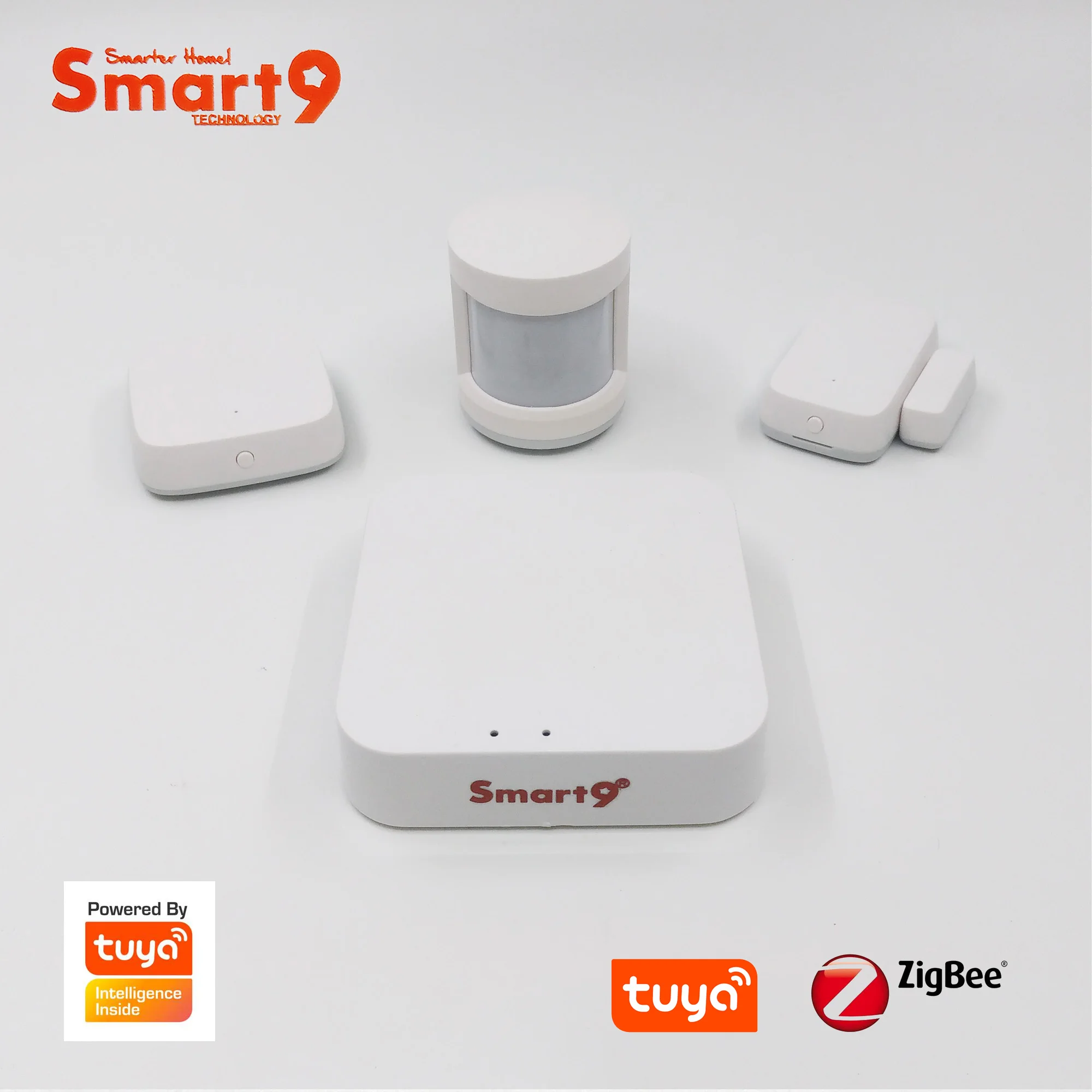Smart9 SmartHome Kit-B Mini TuYa ZigBee концентратор+ PIR+ дверь+ датчик температуры, Smart Life App пульт дистанционного управления, питание от TuYa