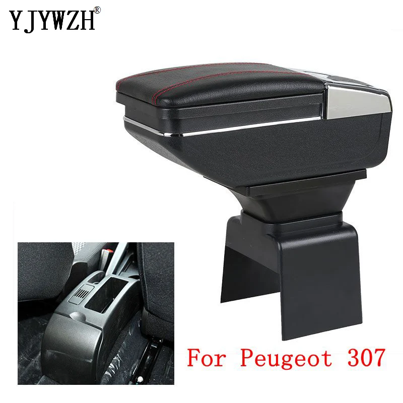 Armrest box For Peugeot 307 Dual layer heighten USB Charging Centre Console Storage Box ashtray Car Styling accessories | Автомобили и