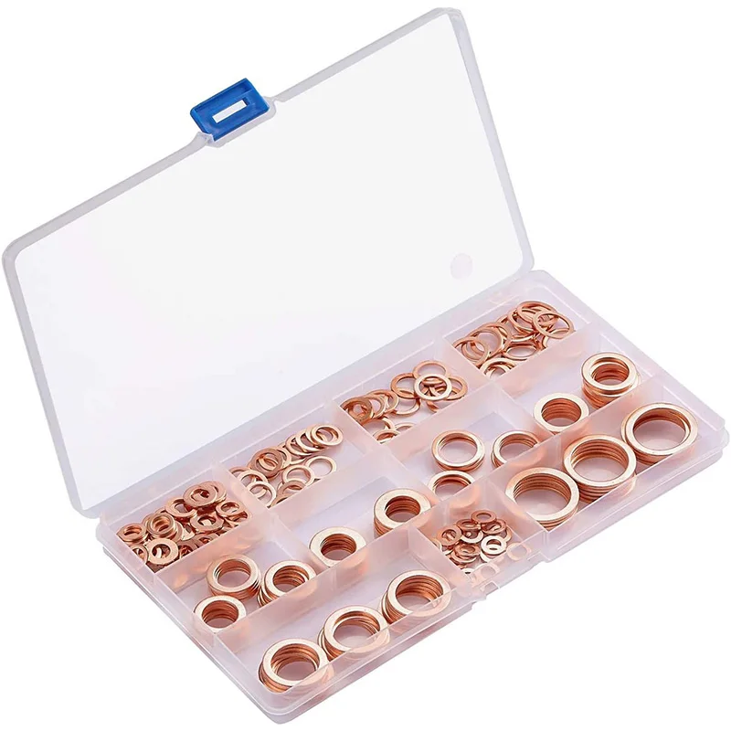 Copper Metric Sealing Washers Assortment Kits,Round Spacer Washer Set,for General Repair(200 Pcs