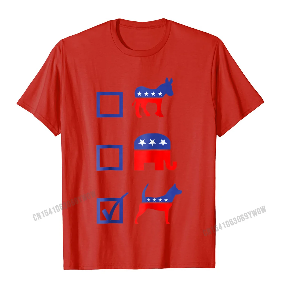 Graphic Democrat Republican vote dog t-shirt__176 Printed T-Shirt Crew Neck Cotton Fabric Mens Tops T Shirt T Shirt Summer Democrat Republican vote dog t-shirt__176 red