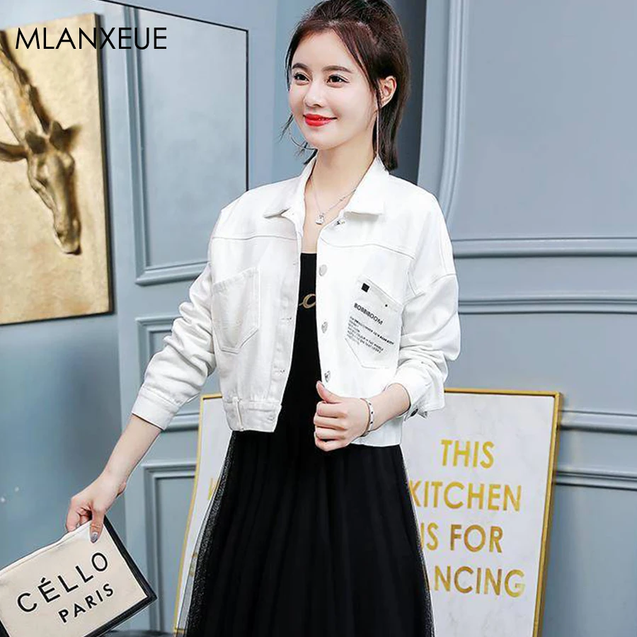 

Spring Autumn Embroidery Short Denim Jackets Women Plus Size Long Sleeves Bomber Short Jeans Jacket Female Loose Thin Denim Coat
