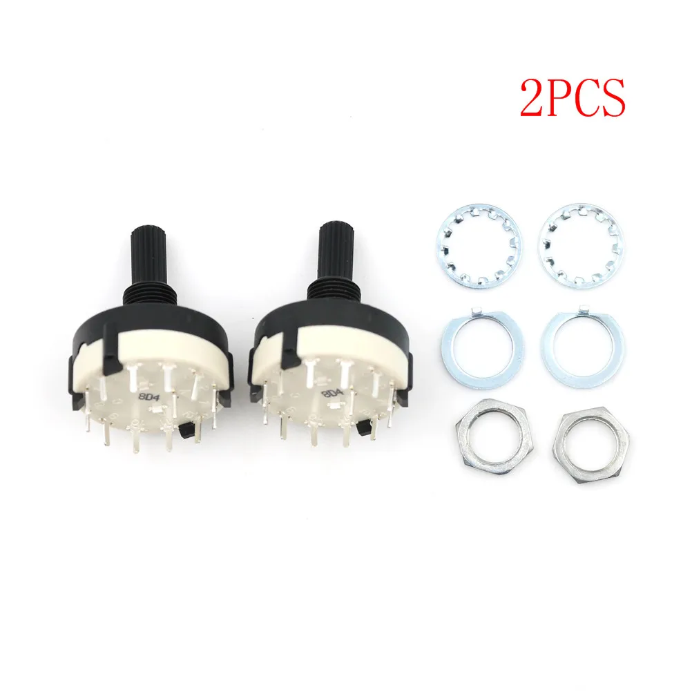2PCS Metal Plastic RS26 1 Pole Position 12Selectable Band Rotary Channel Selector Switch Single Deck Rotary Switch Band Selector