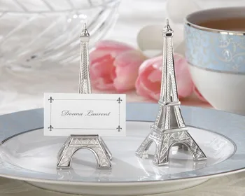 

Wedding decoration party favors -- "Evening in Paris" Eiffel Tower Silver-Finish Place Card Holder table number card holder