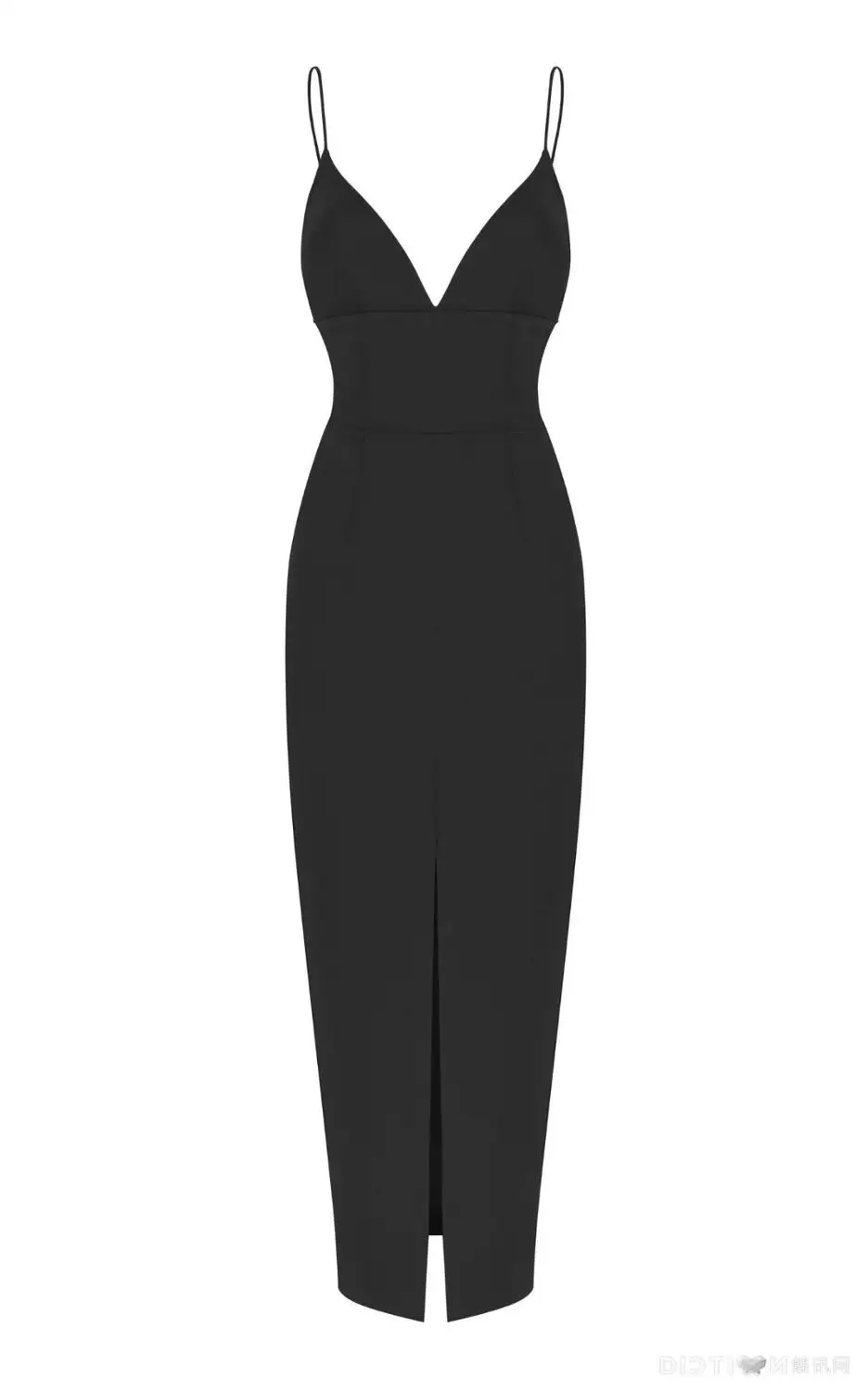 INDRESSME женское сексуальное Бандажное платье на бретелях без рукавов с глубоким v-образным вырезом облегающее платье до середины икры с разрезом спереди вечерние Клубные платья Vestidos Новинка - Цвет: black