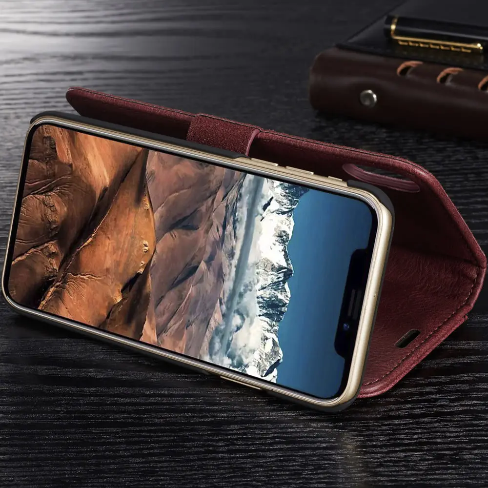 Магнитный кожаный чехол кошелек для iPhone X Xr Xs Max откидной 8 7 6S 6 Plus 5 5S SE 360 защитный