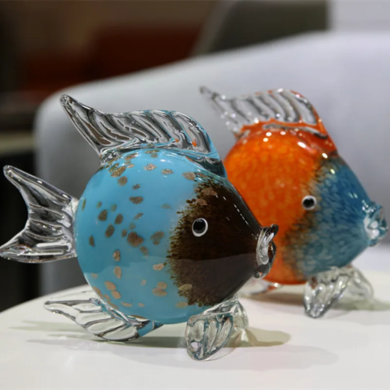 

Nordic Crystal Kiss Fish Statue Animal Art Sculpture Handwork Luxurious Glass Craft Modern Home Decorations Ornament R4711