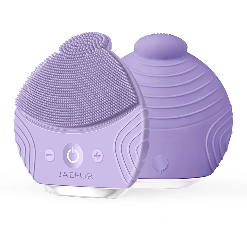 charging purple Ультразвуковые щетки для очищения лица, силиконовые щетки для мытья лица, Вибрационный массажер, машина для глубокой очистки пор, инструменты для ухода за кожей - Цвет: charging purple