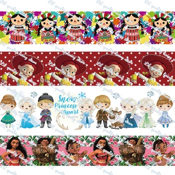 

New Cartoon character printed grosgrain ribbon/16mm printed elastic foe ribbons DIY hair bows Sewing webbing 50 yards