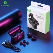 FLOVEME Bluetooth беспроводные наушники 3D стерео звук спортивные наушники TWS5.0 мини-наушники двойной микрофон гарнитура+ зарядная коробка