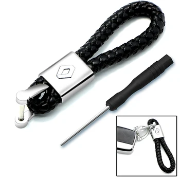 

1pc 3D Metal Leather Rope Car Styling Car Badge Key Chain Key Ring for Renault Megane 2 3 Duster Logan Clio Laguna 2 Captur