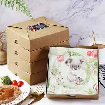 

European and American High-End Home Napkin Printing Tissue Creative Handkerchief Tissue Napkin 33*33 Three Layers 50 Sheets Yes