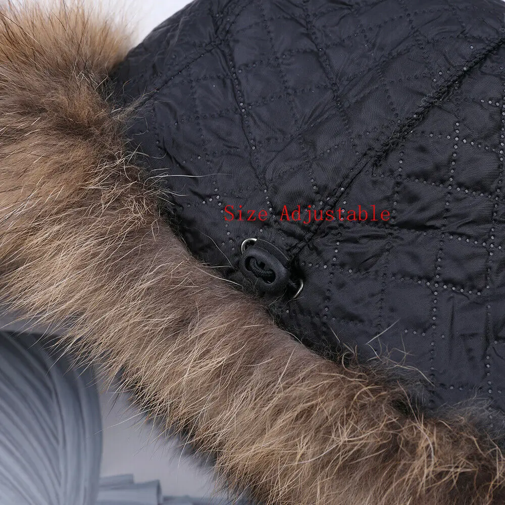 Winter Men's Real Silver Fox Fur Bomber Hat Raccoon Fur Ushanka Cap Trapper Russian Man Ski Hats Caps Real Leather winter hat fur hat