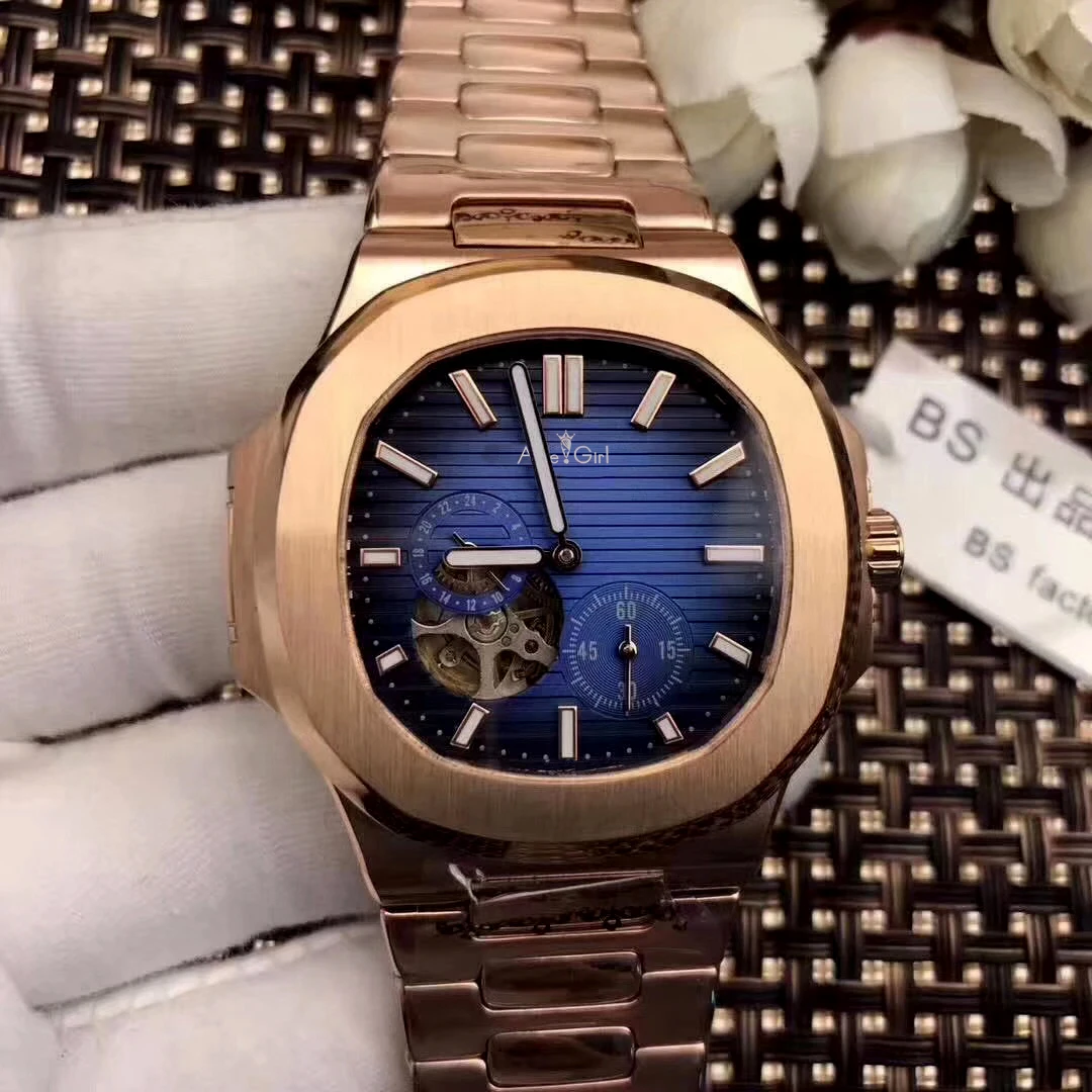  Famous Brand New Automatic Mechanical Men Watch Sapphire Rose Gold Tourbillions Watches Silver Blac