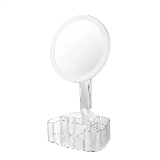 3 In 1 Desktop Vanity Makeup Mirror With Light Ladies Large Capacity Storage Box