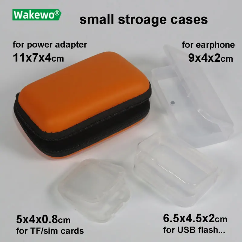 

WAKEWO small storage box case for USB power adapter USB cable memory TF micro SD card cas sim card adapter earphone collection