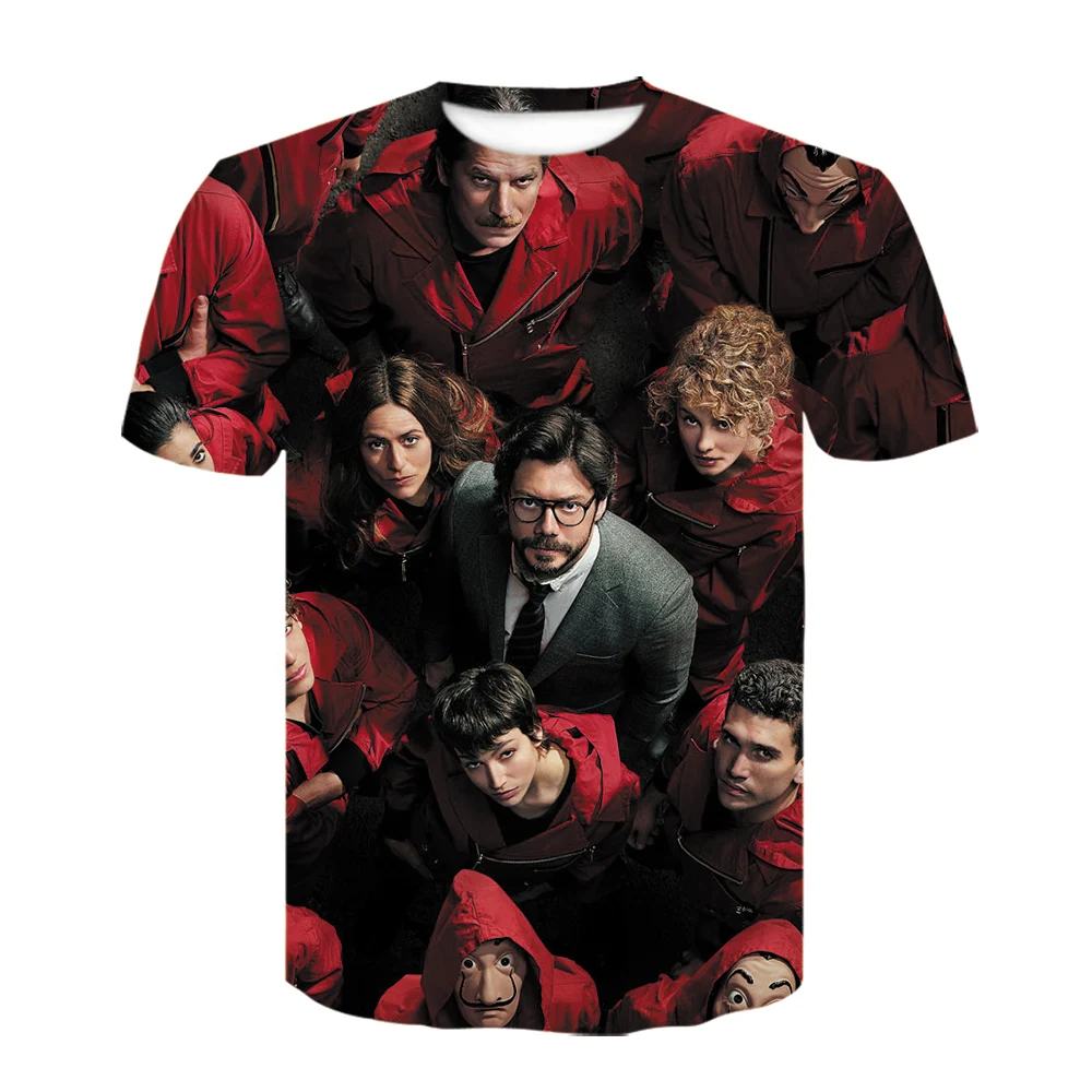 Футболка La Casa De Papel мужская оверсайз забавный рисунок бумажного дома 3d принт