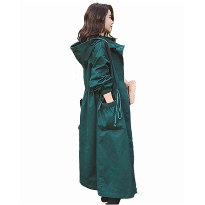 

New Women's Windbreaker 2021 Spring Autumn Large Size Female Long Coats Hooded Loose Trendy Lady Outerwear Woman Outerwear Mujer