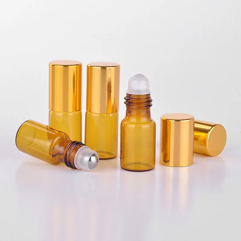 

50pcs/lot 3ml Ambre Roll On Roller Bottle for Essential Oils Refillable Perfume Bottle Deodorant Containers