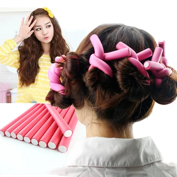 

10pcs Mini Soft Foam Curler Makers Rubber Curler Foam Bendy Twist Medium Curls Stick DIY Hair Styling Tools New Color Random