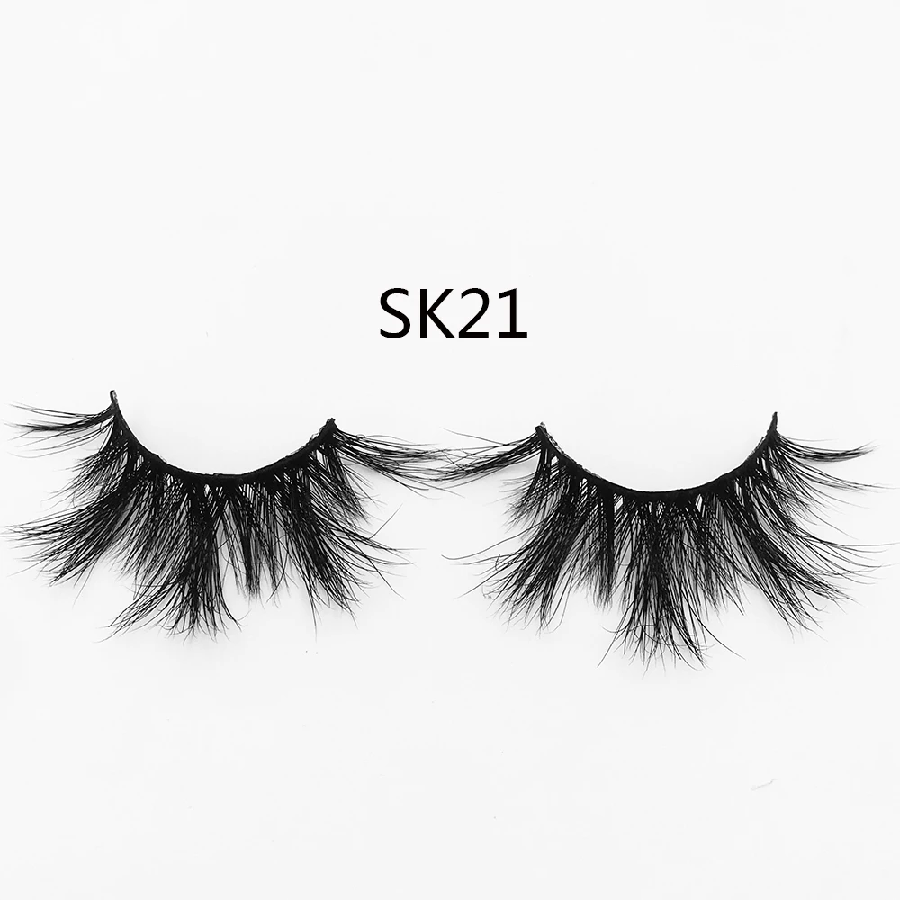 maquiagem long 25mm lashes 3D Mink Eyelashes Natural Makeup False Lashes Criss-cross Wispies Fluffy Eyelashes Extension - Color: 1Pairs 25mm SK21