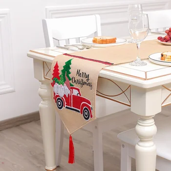 

Christmas Linen Table Runner Tassel Kitchen Dining Table Living Room Tea Table TV Cabinet Decorative Supplies