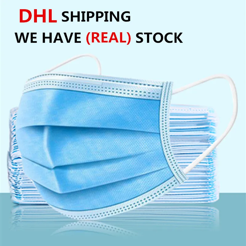 

FAST DHL SHIPPING Disposable Anti 3-Ply Protective Non-woven Disposable Elastic Mouth Soft Breathable Hygiene Safety Face Masks