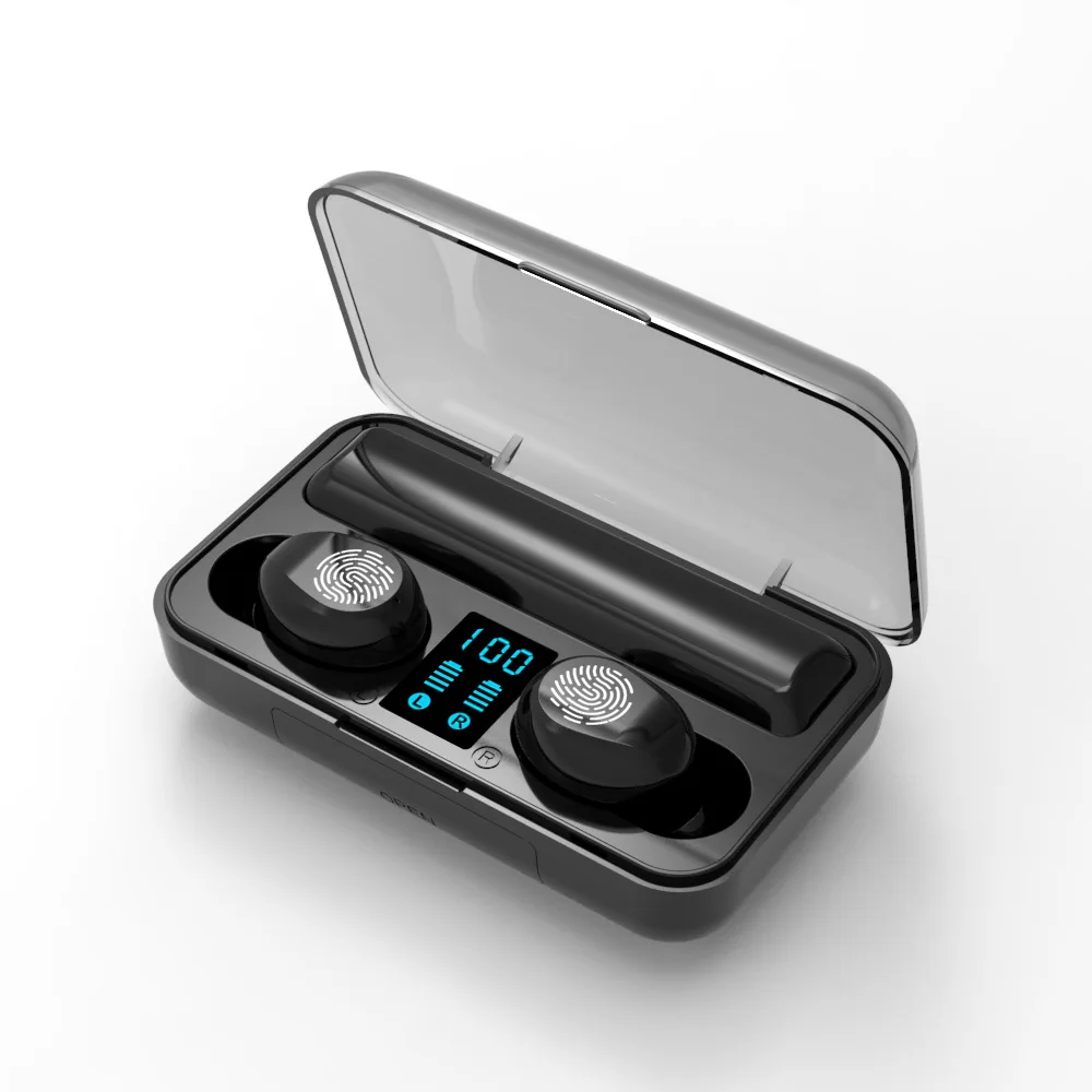 Беспроводные наушники Bluetooth 5,0 F9 TWS, мини наушники-вкладыши для спорта и бега, светодиодный дисплей с аккумулятором 2000 мАч с микрофоном - Цвет: 6