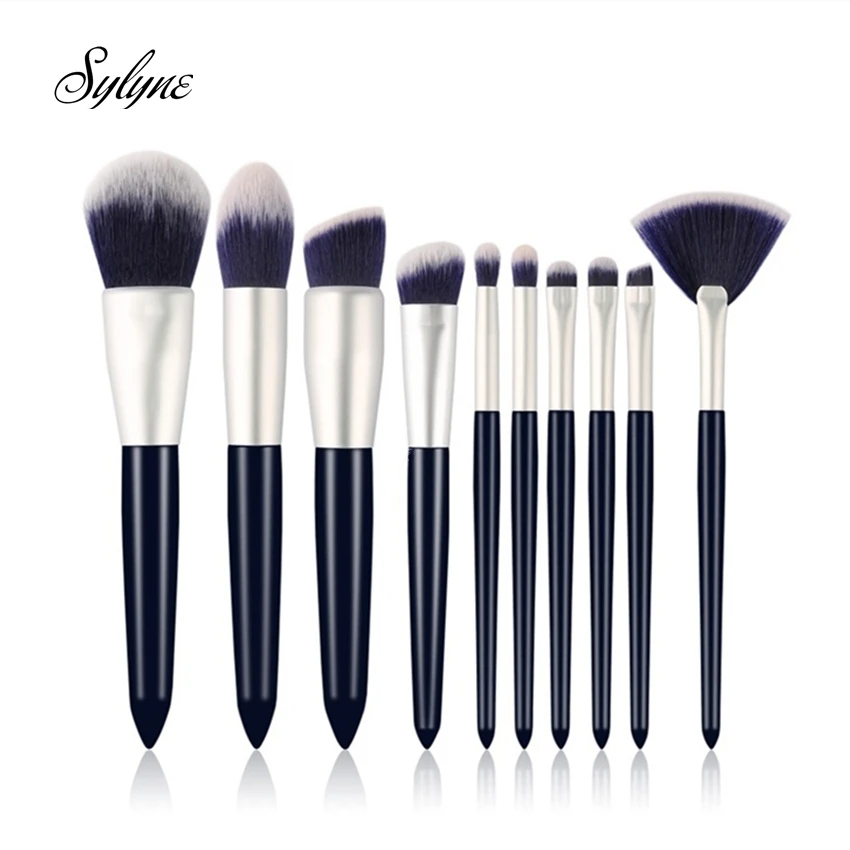 

Sylyne 10pcs professional makeup brushes high quality makeup brush set blending foundation eyebrow make up brush kit tools.