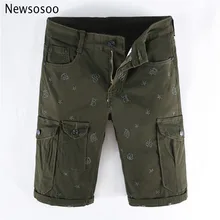 Летний стиль, модные брендовые повседневные мужские повседневные свободные шорты, тонкие прямые с несколькими карманами, мужские камуфляжные шорты для мужчин, армейский зеленый цвет