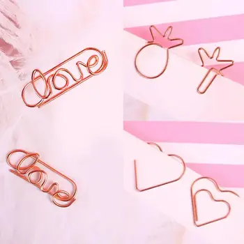 

1pcs Rose Gold Shaped Paper Clips Finishing Bookmarks Clip Love Shaped Envelope Kawaii Stationery Paper Supplies Book Schoo F9B6