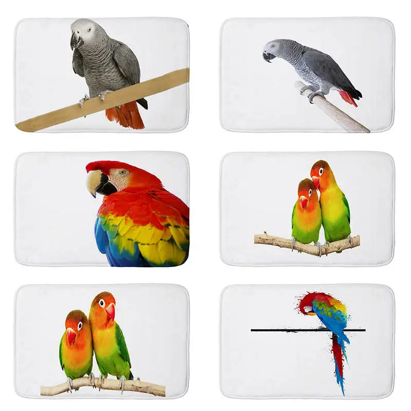 

colorful Parrot Bird printed Flannel Floor Mat Anti-Slip Tapete Floor Mats Kitchen Doormat welcome mats for front door