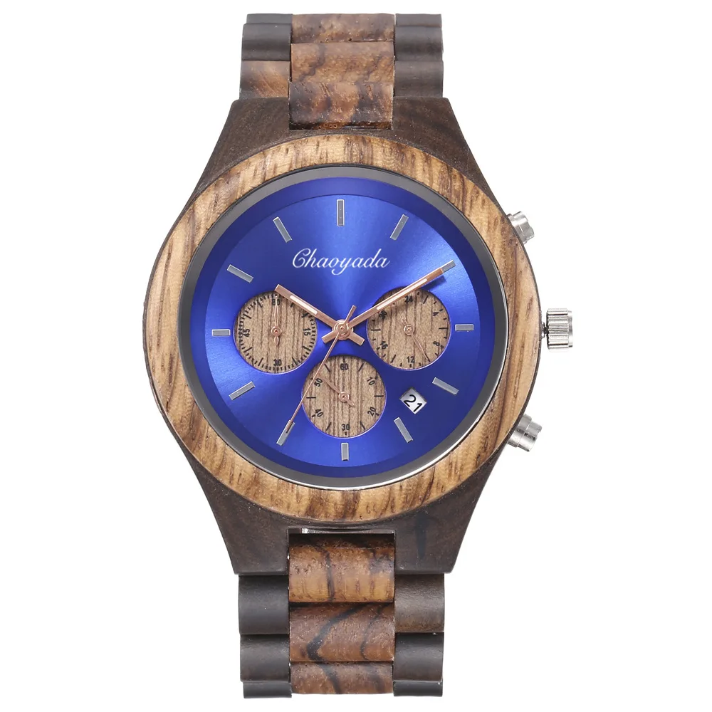 

VICVS Luxury Brand New Mens Watches Alloy Wooden Quartz Wristwatch Classical Bussiness Chronograph Watch for Man