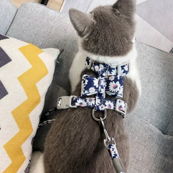 

New Adjustable Nylon Dog Harness Leash Set Pet Puppy Bowknot Harness Vest Walking Leash For Dogs Cats Chihuahua Arnes Perro