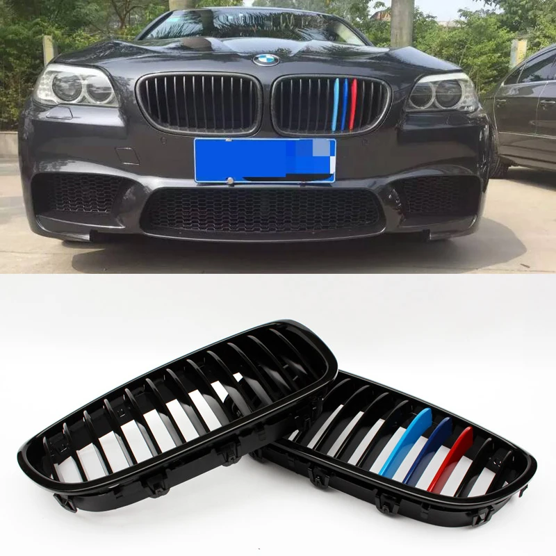 cheap 5 Series F10 Glossy Black Dual Slat M5 Style Front Kidney Grille Grill For BMW F10 520i 523i 525i 530i 535i 2010+
