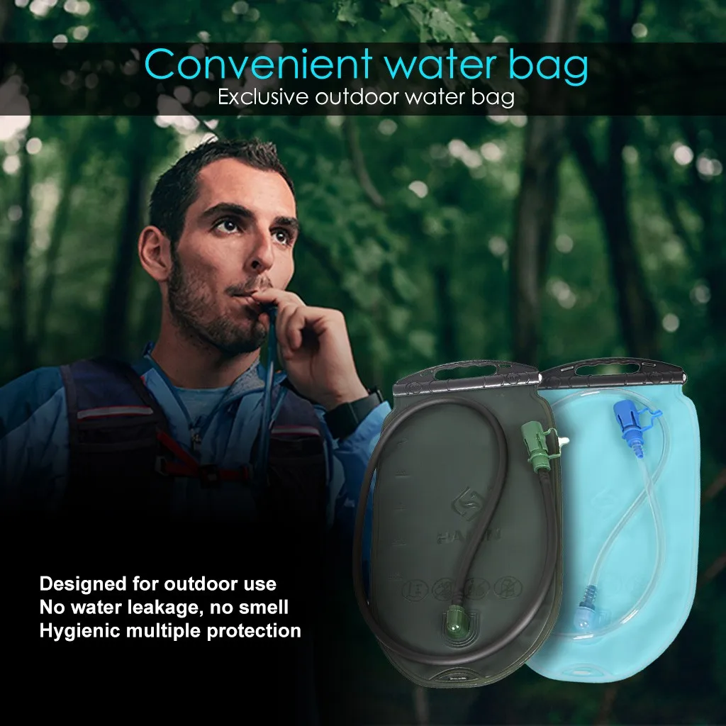 2PCS 2.5 L TPU Folding Water Bag Backpack Water Bag Outdoor Camping Tourism Riding#0b01
