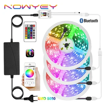 

LED Strip Light SMD5050 RGB 15M Bluetooth APP Control LED Light Strip for Room IR Remote 12V RGB Tape Ambilight