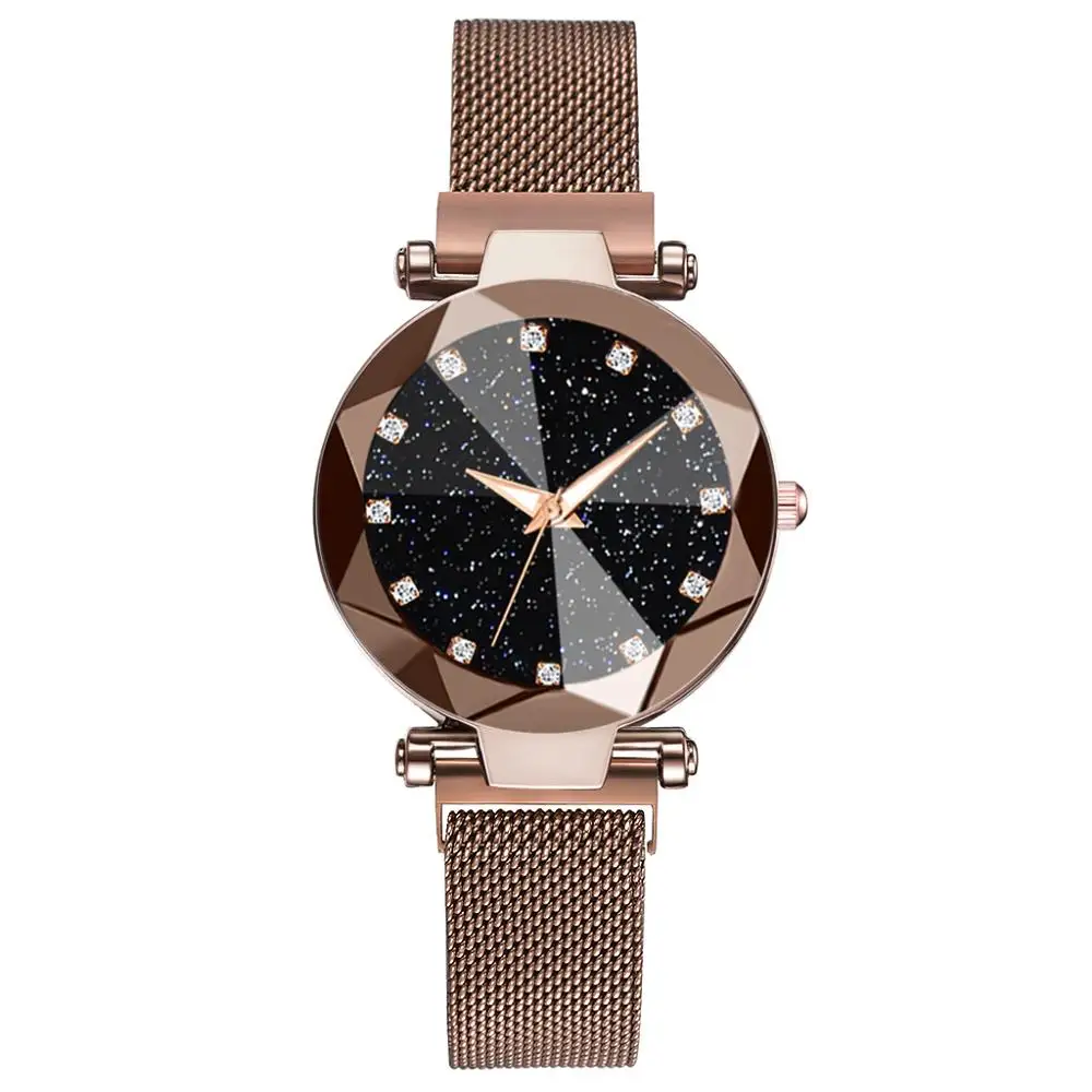 Модные светящиеся часы женские часы Элегантные с магнитной пряжкой таинственные красные женские наручные часы Звездное небо часы дропшиппинг - Цвет: 3266 Coffee