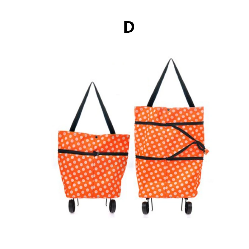 Складной светильник, складная сумка для покупок, дорожная сумка на колесиках, переносная сумка для буксира, модная однотонная женская сумка из ткани Оксфорд - Цвет: D